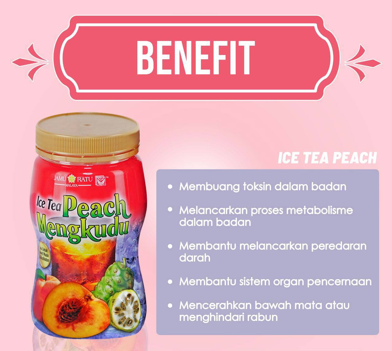 JRM (Jamu Ratu Malaya) - Ice Tea Peach Mengkudu 300g